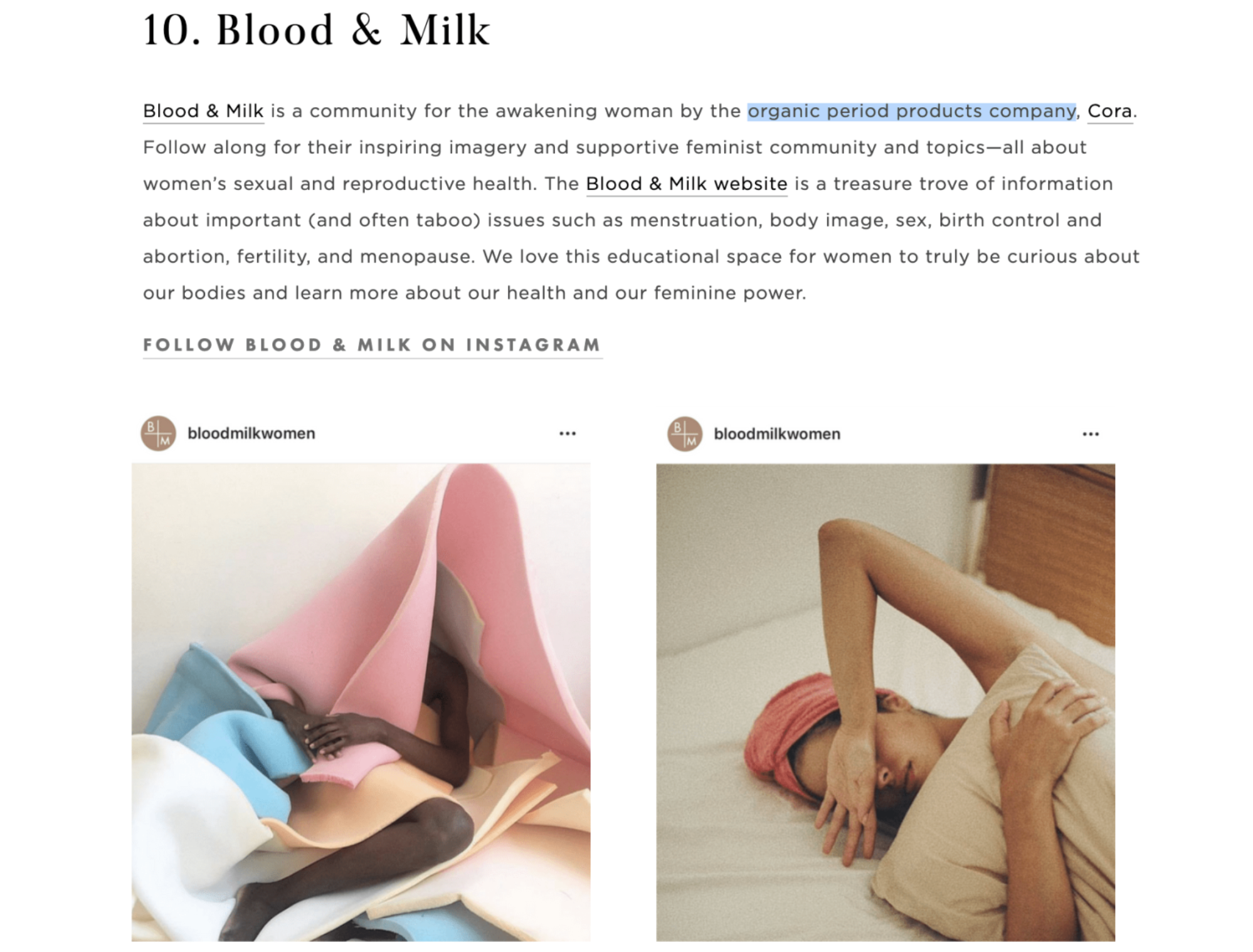 Blood+Milk Good Trade Article